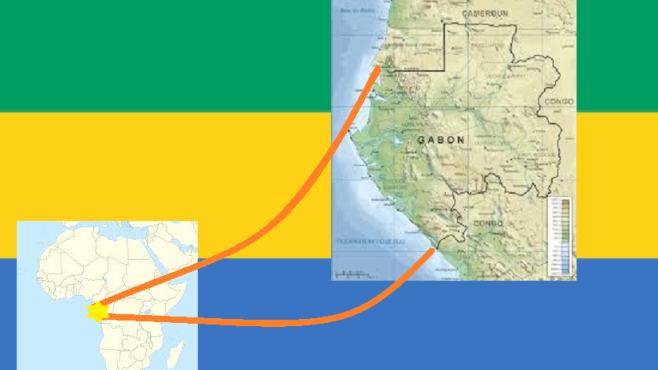 gabon flag with maps