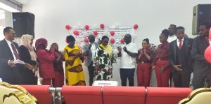 Inauguration of Kenya Airways in Khartoum, cutting the Cake